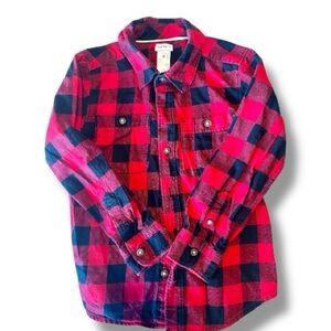 Carter’s Boys Flannel Shirt Size 6 Red Black Plaid Button Down Fall